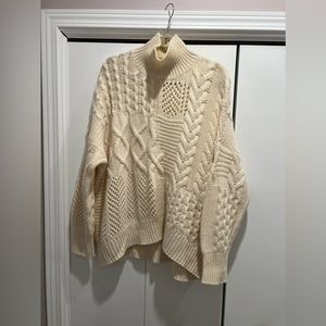 ATHLETA wool/cashmere cable knit turtleneck